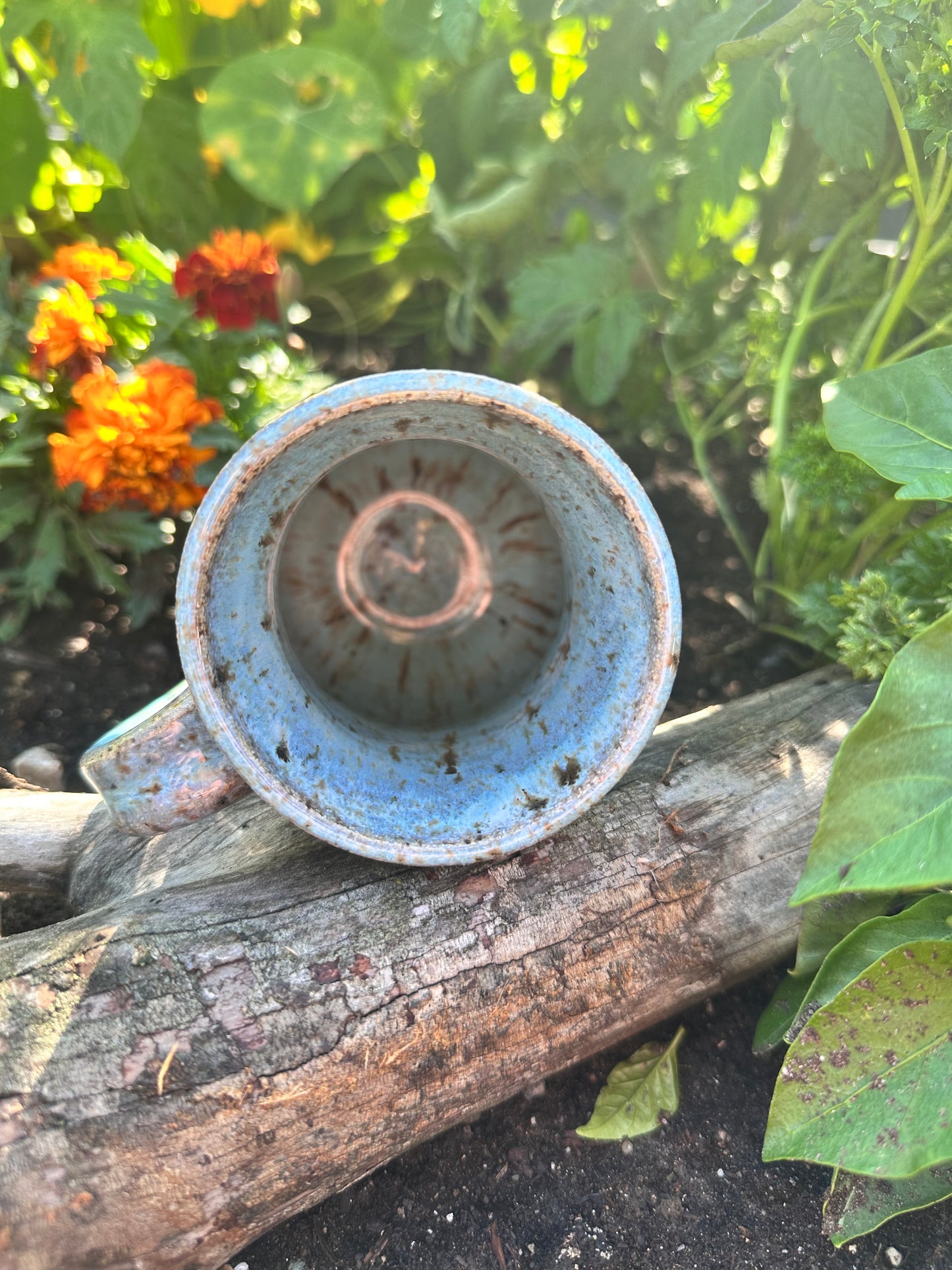 Handmade Ceramic 18 oz Blue Wildflower Mug