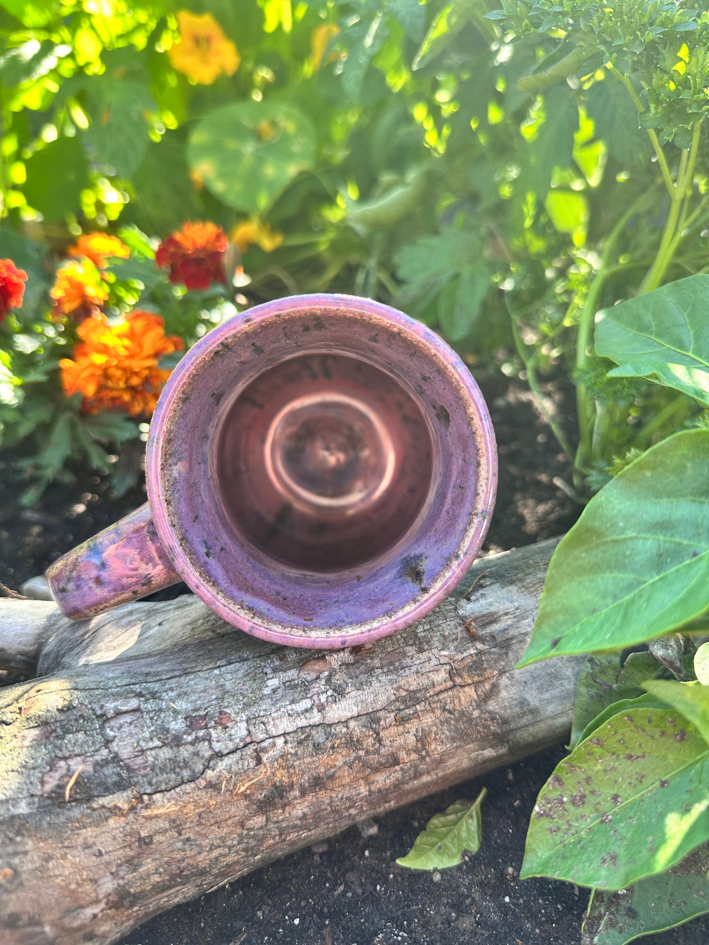 Handmade Ceramic 18 oz Purple Meadow Flower Mug