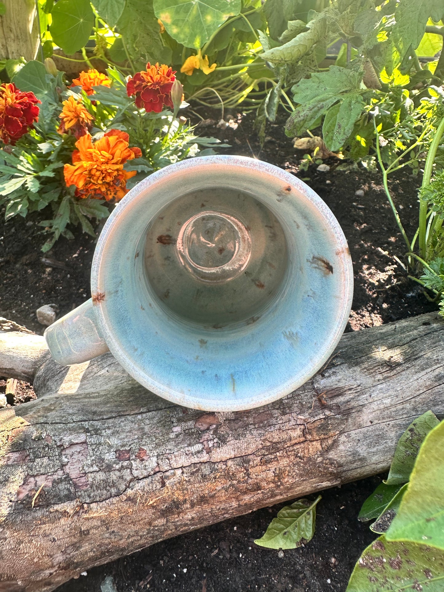 Handmade Ceramic 16 oz Blue Meadow Flower Mug (Second)