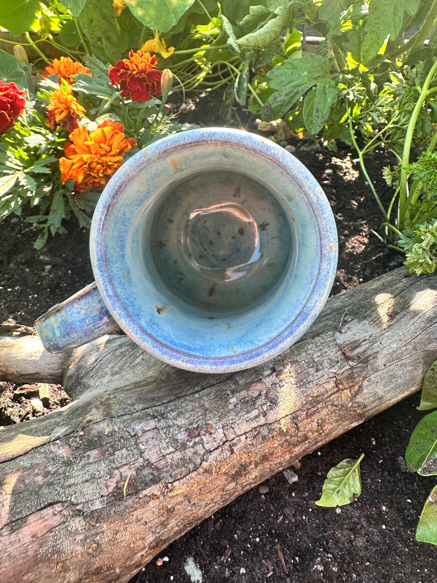 Handmade Ceramic 16 oz Blue Spiral Mug