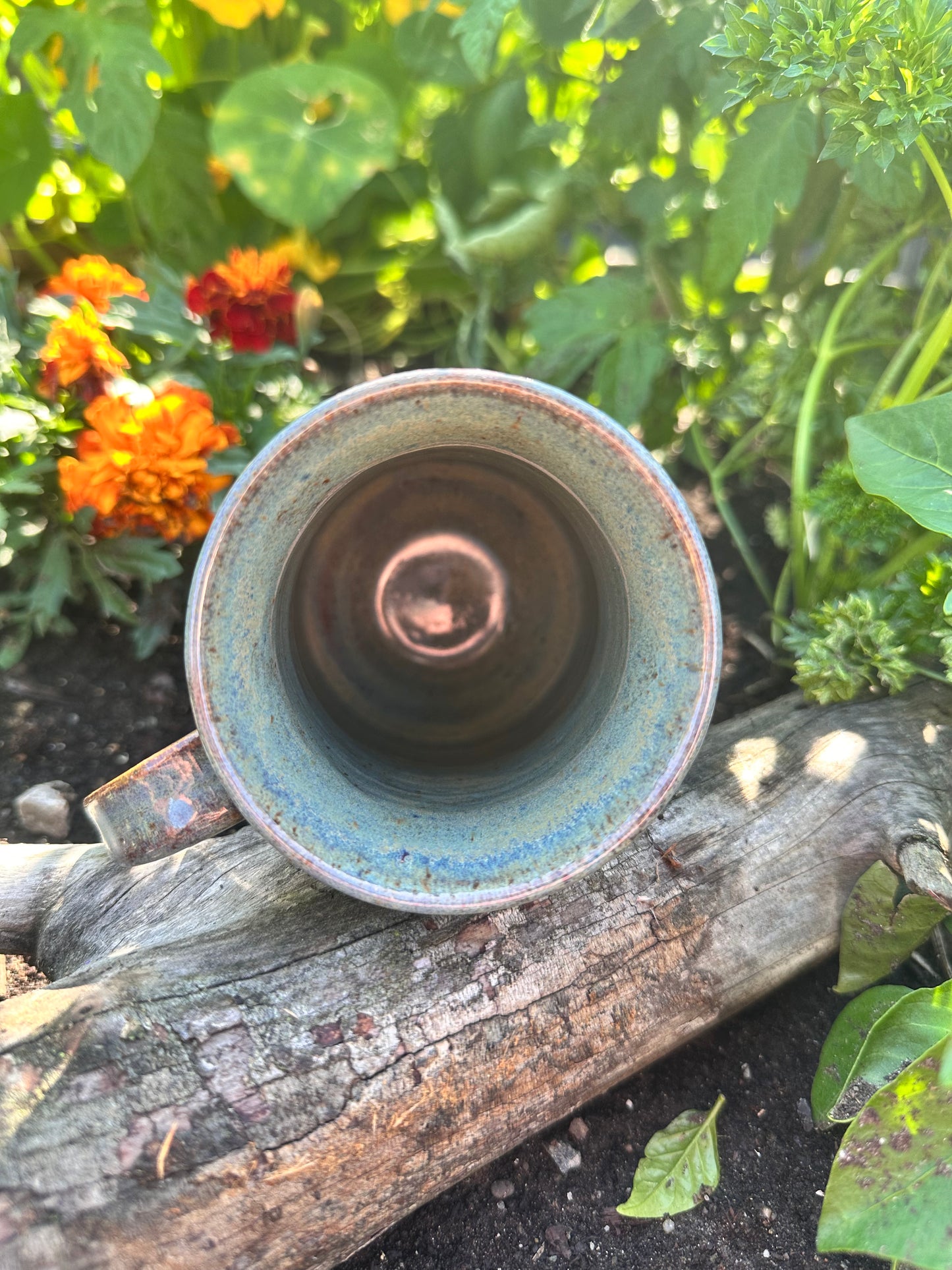 Handmade Ceramic 18 oz Green Fly Fishing Mug