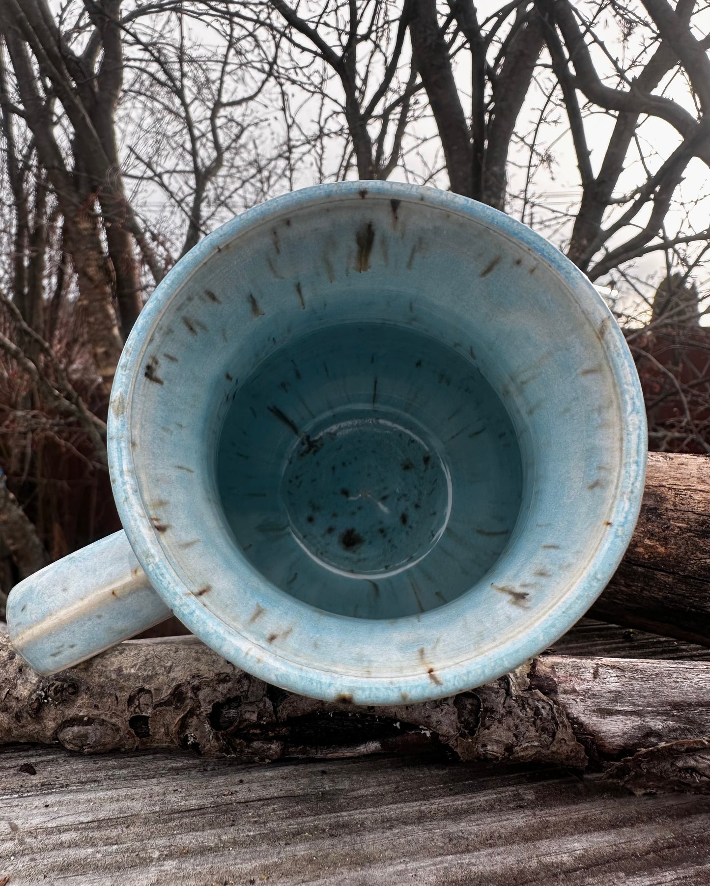 Handmade Ceramic Blue Valentine Hearts Mug (Second)
