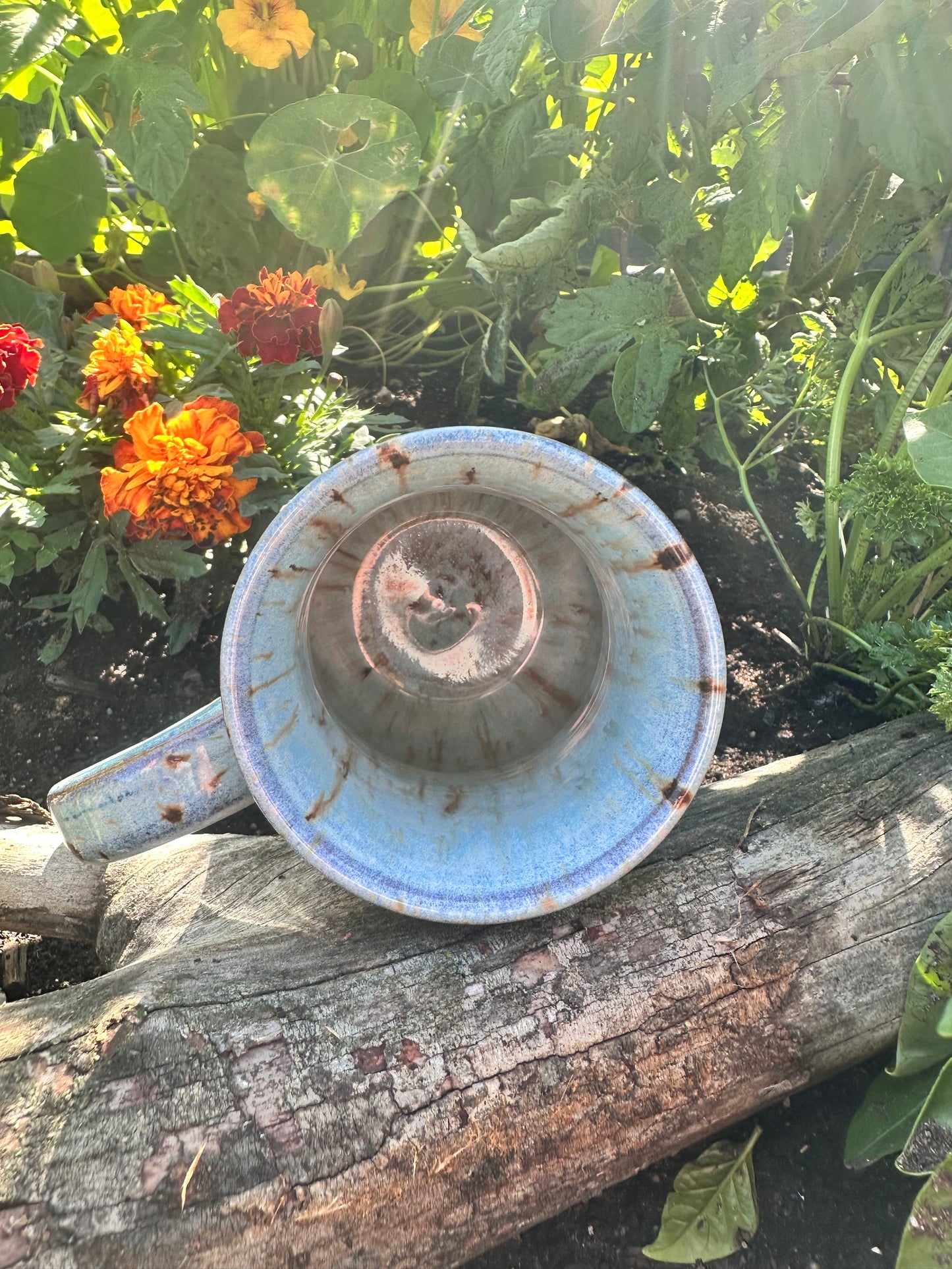Handmade Ceramic 18 oz Blue Spiral Mug