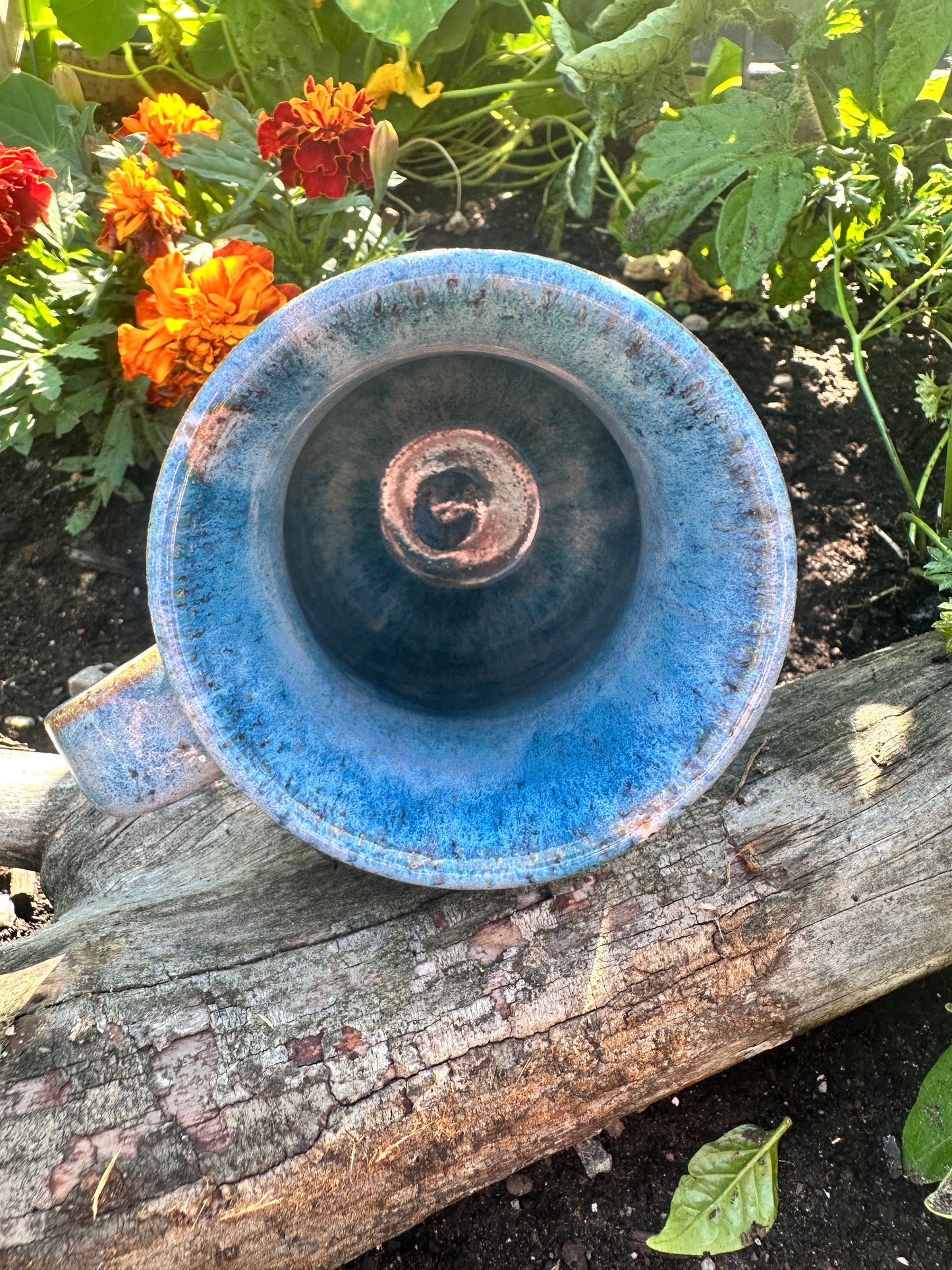 Handmade Ceramic 18 oz Blue Magnolia Mug