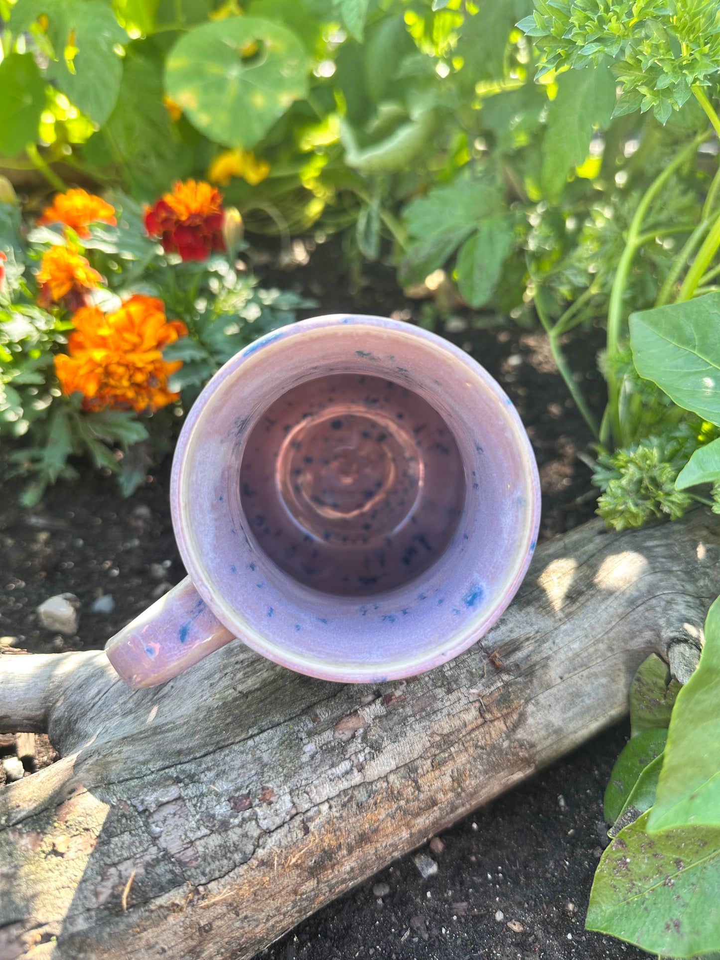 Handmade Ceramic 16 oz Purple Wildflower Mug